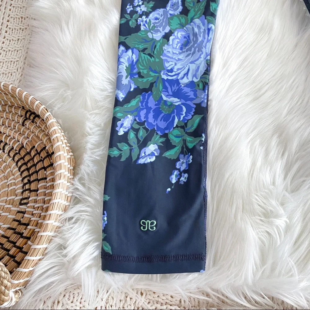 Albion Fit Antiqua Flora Leggings Blue Navy Green Full Length